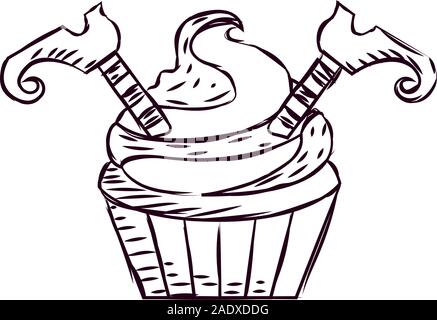 Cupcake halloween sketches Stock Vector
