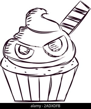 Cupcake halloween sketches Stock Vector