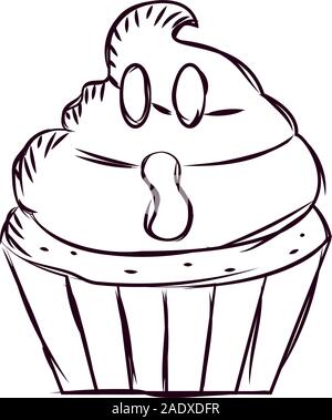 Cupcake halloween sketches Stock Vector