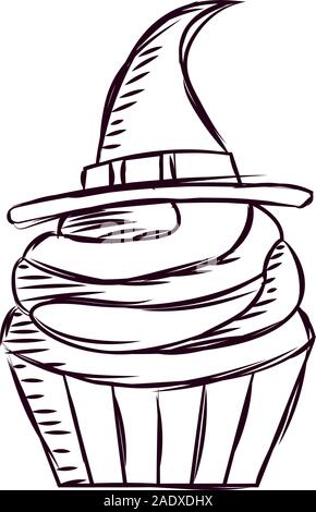 Cupcake halloween sketches Stock Vector