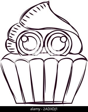 Cupcake halloween sketches Stock Vector