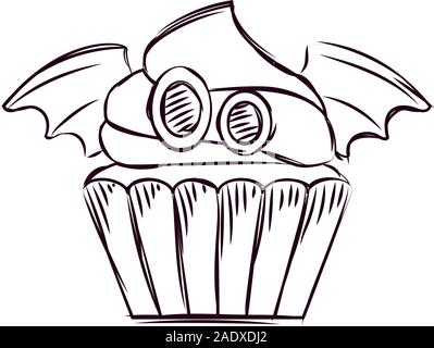 Cupcake halloween sketches Stock Vector