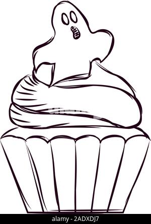 Cupcake halloween sketches Stock Vector
