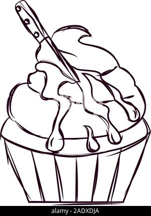 Cupcake halloween sketches Stock Vector