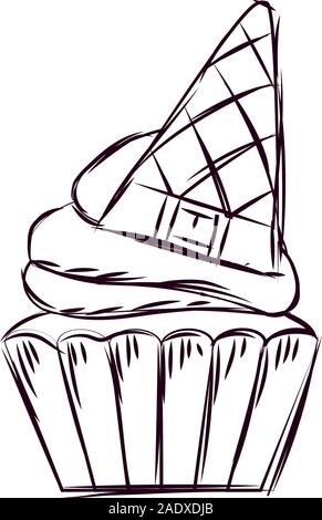 Cupcake halloween sketches Stock Vector