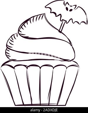 Cupcake halloween sketches Stock Vector