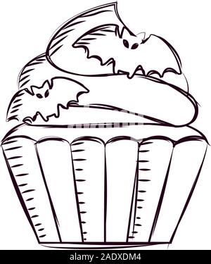 Cupcake halloween sketches Stock Vector