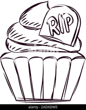 Cupcake halloween sketches Stock Vector