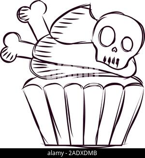 Cupcake halloween sketches Stock Vector