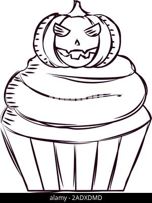 Cupcake halloween sketches Stock Vector