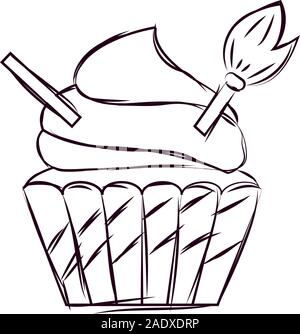 Cupcake halloween sketches Stock Vector