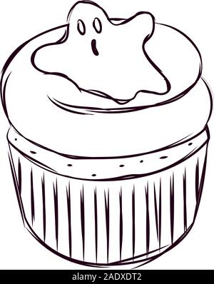Cupcake halloween sketches Stock Vector