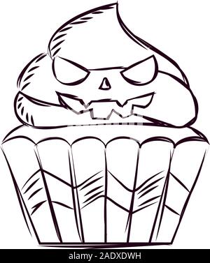Cupcake halloween sketches Stock Vector
