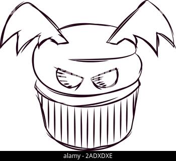 Cupcake halloween sketches Stock Vector