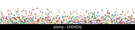 vector panorama illustration of different colored confetti with free white space for text for carnival, sylvester or party time on white background Stock Vector