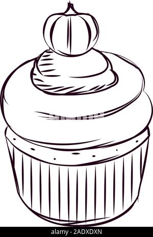 Cupcake halloween sketches Stock Vector
