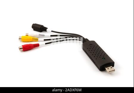 USB video audio capture adapter VHS to DVD hdd tv card on a white background Stock Photo