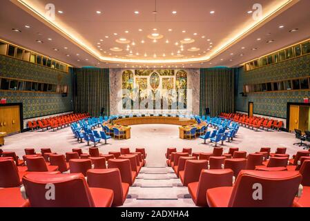 A wide view of the United Nations Security Council chamber during a ...
