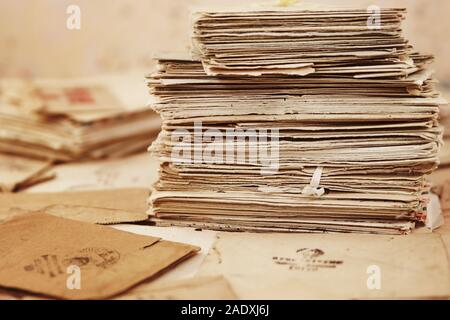Mail letters of the World War II and other correspondence 20th century. Envelopes are stamped: 'Viewed by military cencorship' Stock Photo