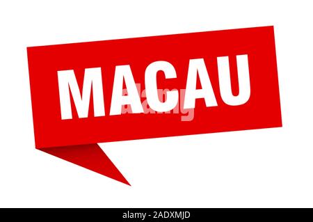 Macau sticker. Red Macau signpost pointer sign Stock Vector