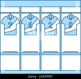 Locker Room Icon. Thin Line With Blue Fill Design. Vector Illustration. Stock Vector