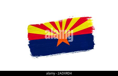 brush painted flag State of Arizona isolated on white background Stock Photo