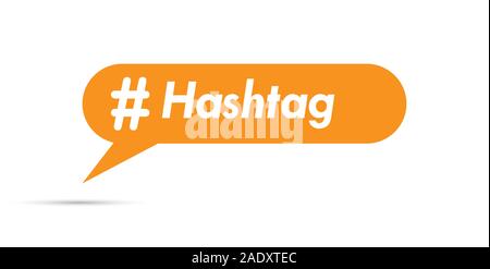 leader of the speech symbol and the word Hashtag. Template for design and decoration isolated on white background. Flat design. Stock Vector