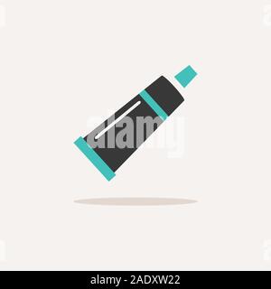 Cream tube. Icon with shadow on a beige background. Pharmacy flat vector illustration Stock Vector