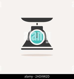 Commercial weight scale. Icon with shadow on a beige background. Pharmacy flat vector illustration Stock Vector