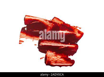 Dark Red oil Paint, abstract Stains of red Paint isolated on white Background Stock Photo