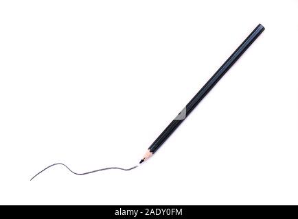 Black Pencil and abstract Line isolated on white Background Stock Photo