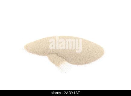 White Pile of Sand isolated on white Background, real Maldives Sand as Texture or Background Stock Photo