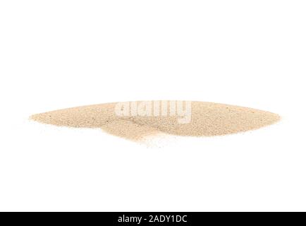 White Pile of Sand isolated on white Background, real Maldives Sand as Texture or Background Stock Photo