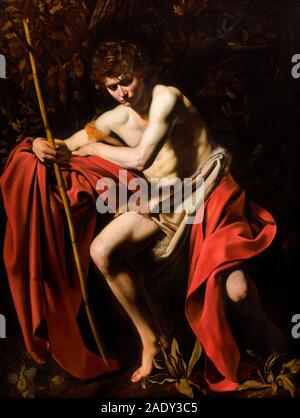 Saint John the Baptist in the Wilderness by Michelangelo Merisi da Caravaggio (1571-1610), oil on canvas, c.1604-05 Stock Photo