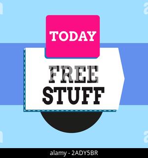 Text sign showing Free Stuff. Business photo text something that is given to you without you having to pay for it Blank banner rectangle square above Stock Photo
