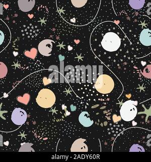 Seamless Pattern with Balls on red. Scandinavian Style. Vector Illustration Stock Vector