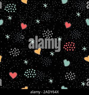 Seamless Pattern with Cute Cherries, pears on cute background. Scandinavian Style. Stock Vector
