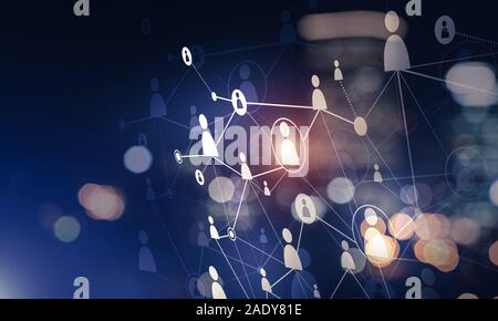 Modern wireless technologies as means of communucation and networking on dark background Stock Photo