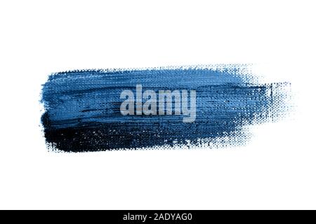 Blue stroke of the paint brush on canvas Stock Photo
