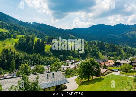Picturesque alpine mountain town Muhlbach am Hochkonig. Winter and summer tourist destination. Stock Photo