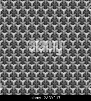3D isometric seamless pattern.Geometric tileable background in grayscale. Stock Photo