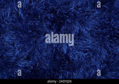 Blue artificial fur for texture or background. 2020. Stock Photo