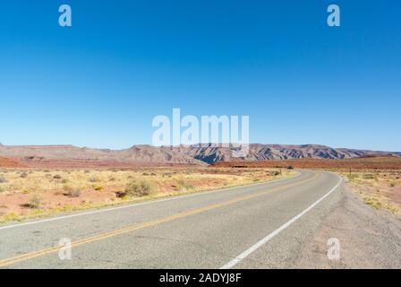Utah, united states of America, USA-October 7th 2019: A landscape with a road in southwestern desert. Stock Photo