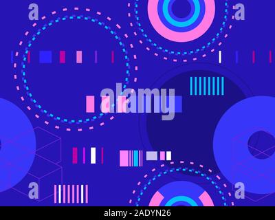 Cyberpunk seamless pattern. Retro futurism of the 80s. Signal error, pixel mosaic. Computer screen error. Vector illustration Stock Vector
