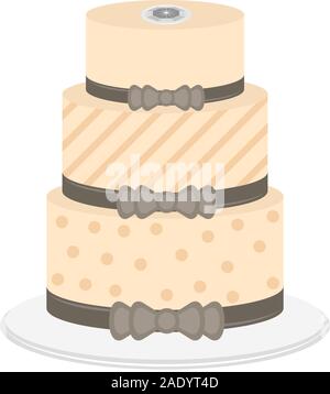Decorated wedding cake image. Marriage concept - Vector illustration design Stock Vector