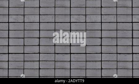 Background texture image of wall covered with gray bricks, tiles. Stock Photo