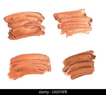 Set of shiny bronze brush strokes of paior cosmetics Stock Photo
