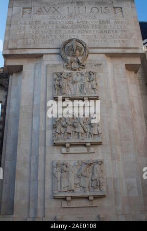 Melancolia - a  memorial to the war dead represents the liberation of the city in 1918, on the side of the tourist information office, Lille France Stock Photo