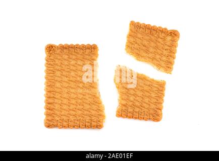 Square Cookies or Biscuits isolated on white Background. Crushed Biscuit Stock Photo