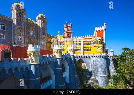 pena palace on the top of hill in sintra, portugal Stock Photo